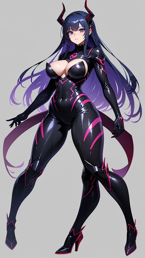 , correct anatomy,girl, smooth anatomy, smooth body, beautiful girl, beautiful eyes,demon anime girl costume concept art,cyber costume