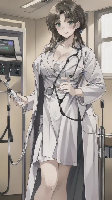 ((masterpiece, best quality, high quality)),1girl, (lower body, hospital), (doctor_uniform, labcoat, stethoscope, doctor),large ...