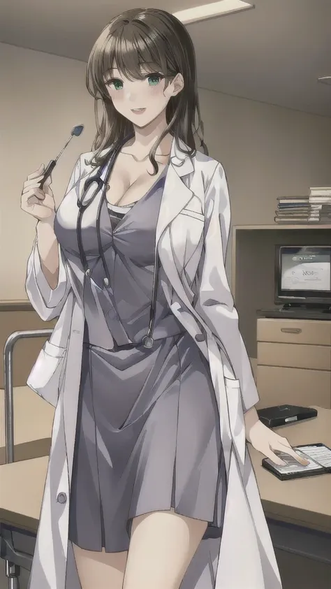 ((masterpiece, best quality, high quality)),1girl, (lower body, hospital), (doctor_uniform, labcoat, stethoscope, doctor),large ...