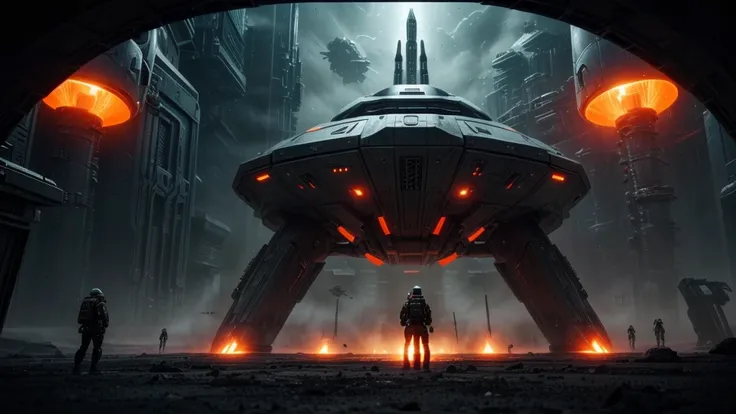 ((( R-STYLE FUTURISTIC WORLD. h. Giger MINIMALISTA ELÉCTRICO ))), (((FUTURISTIC OPAQUE GRAY COMBAT SHIP MACHINES))) (((INCREDIBLE R-STYLE FIGHTER SHIP PIECE. h. Giger ))), ((CARVED STEEL), (DEPTH OF FIELD IN FORCED PERSPECTIVE VIEW FROM BELOW OF ALIEN WAR ...