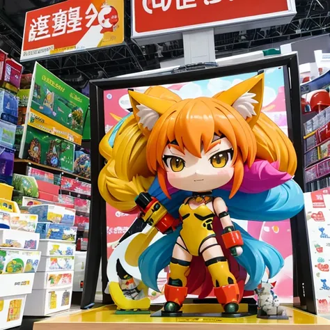 comic con中，personification（cat ears human cat tail）at comic con，there are many different types of toy figures，nendoroid 3d，anime...