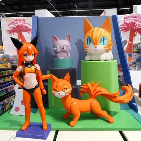 comic con中，personification（cat ears human cat tail）At comic con，There are many different types of Toy figures，Nendoroid 3D，anime statue，Toy figure，q cheeks，Funny company anime style，anime action figure，silicone man，Silicone statue，Styled for Nendoroid，figu...