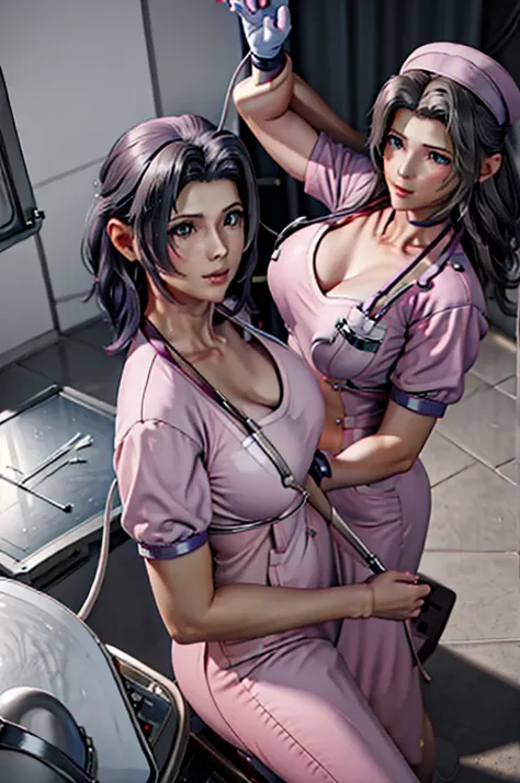 nurse uniform,hospital, latex nurse suit,nurses,busty,elbow gloves,labcoat,grey hair woman,red eyes , gigantic ,medical instruments,asian nurse,two nurses,speculum,examination room,oversize ,big ass ,strap on, lay on table ,legs spreaded,giving birth,gyno ...