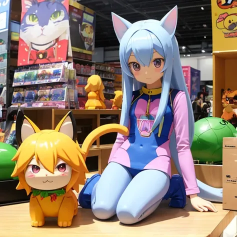 comic con中，personification（cat ears human cat tail）At comic con，There are many different types of Toy figures，Nendoroid 3D，anime statue，Toy figure，q cheeks，Funny company anime style，anime action figure，silicone man，Silicone statue，Styled for Nendoroid，figu...