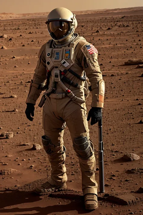 Humans stand on Mars 