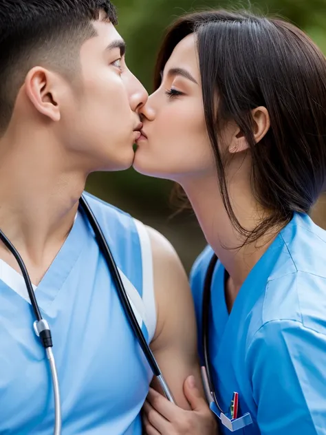 Female Nurse Kissing Male Soldier