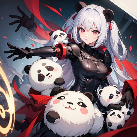 half panda half girl dark anime armored warrior