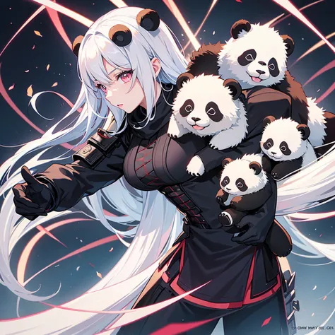 panda girl hybrid dark anime armored warrior