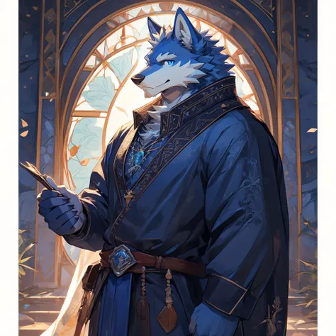 Masterpiece, Solo, Furry Light Blue Wolf, Light Blue Fur,Dark Blue Eyes, Dragon Horns,huge body, Muscular Body, Cool Pose, Charming, Handsome, Good Looking, Casual Outfit