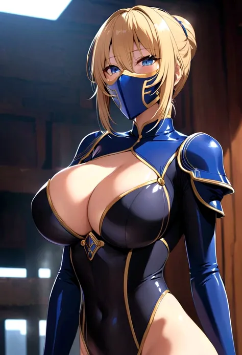 best quality, Saber huge breasts Bodysuit mask