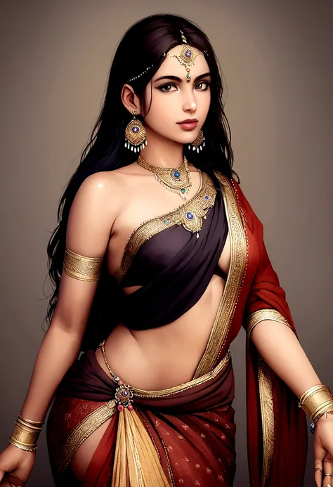 A beautiful realistic indian model in thin saree and no vulgarity only positive 