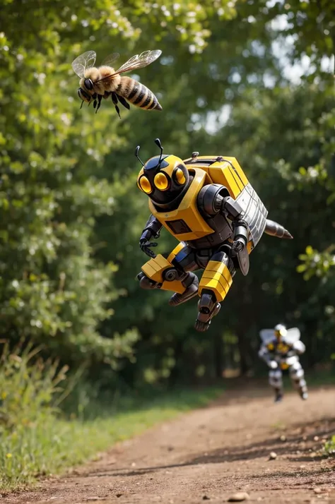 Robot chasing a bee