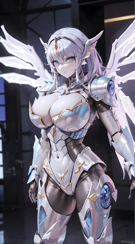 CARTOON ROBOT LADY, BLUE DRAGON QUEEN, BLUE FAIRY WITH HUGE , BATTLE ARMOR, (A PAIR OF BIG WINGS:1.5), TRANSPARANT, STANDING, SEXY BODY, MUSCLE ABS.