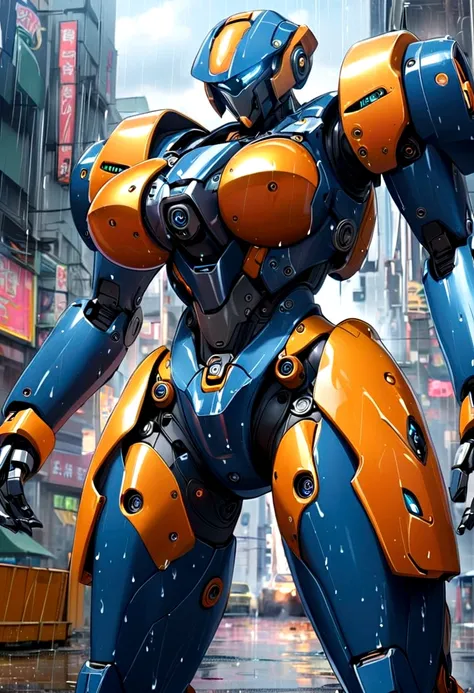 best quality big breasts battle suit robot rain city