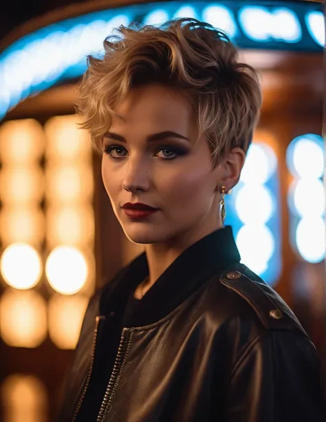 cinematic photo an exquisite portrait photograph, 85mm medium format photo of ((ohwx woman)) with a classic haircut . 35mm photo...