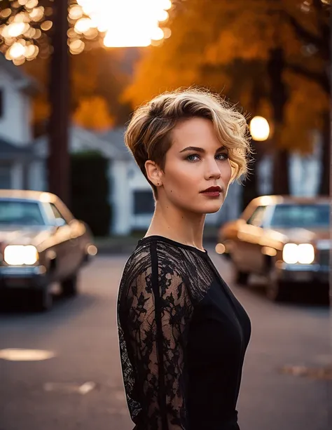 cinematic photo an exquisite portrait photograph, 85mm medium format photo of ((ohwx woman)) with a classic haircut . 35mm photo...