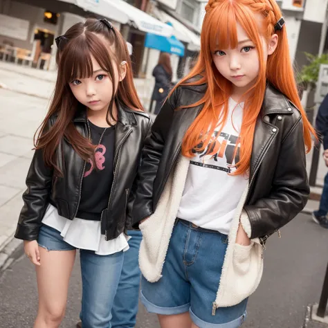 SVIP Limited Time 20% Off Try now SeaArt Bot Txt2Img Default 17:58:17 Elementary school girl，smile，Best Quality，8K，Highest quality，cute，fluffy，Angel，Long Hair，leather jacket，blue eyes，美しいcute女の子，Horny girl，Leather shorts，Orange hair color，Super detailed，Su...