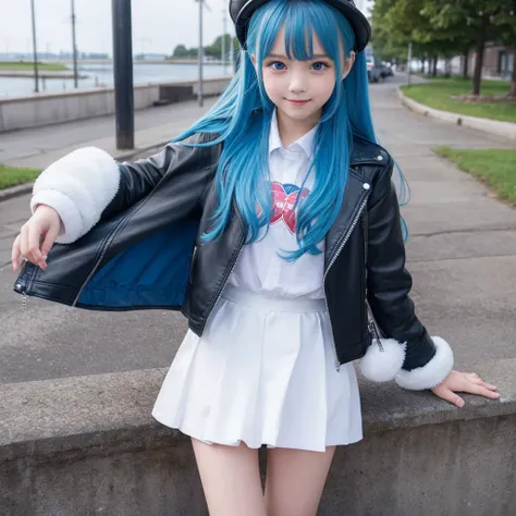 SVIP Limited Time 20% Off Try now SeaArt Bot Txt2Img Default 17:58:17 Elementary school girl，smile，Best Quality，8K，Highest quality，cute，fluffy，Angel，Long Hair，leather jacket，blue eyes，美しいcute女の子，Horny girl，Red leather shorts，Blue Hair Color，Latest Fashion，...