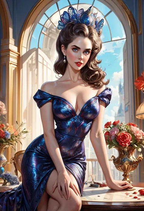 femme arafée dans une robe noire assise sur une table blanche, magnifique femme Alison Brie, belle magicienne alison brie, semaines de perte!, modèle femme, superbe pose élégante, jambes élégantes, inspiré par Evaline Ness, stoïa, femme splendide, Tiffany ...