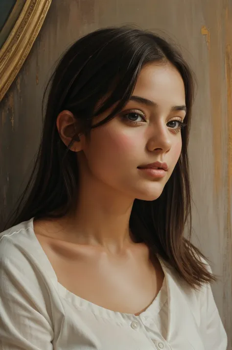 A oil painting potrait of a girl  for wallpaper