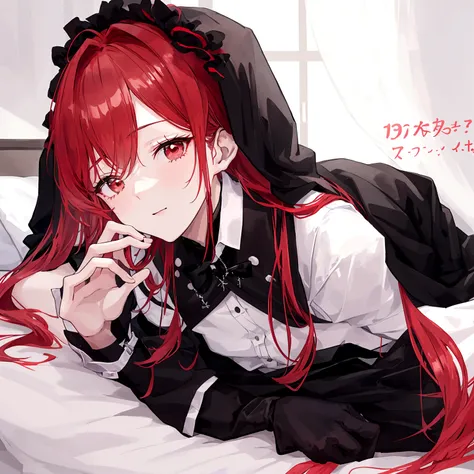 An 18-year-old boy lies on a bed in a transgender hospital，The operation was successful，Become beautiful and charming，Wear black silk，Red-haired idol sister