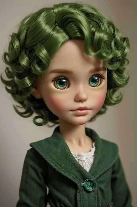 I want a blythe dolls, with green eyes, short hair, curly and defined.