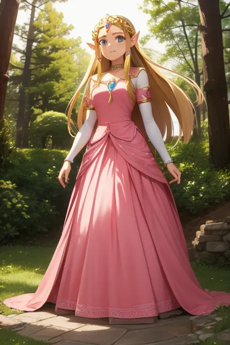 Princess Zelda in long pink dress