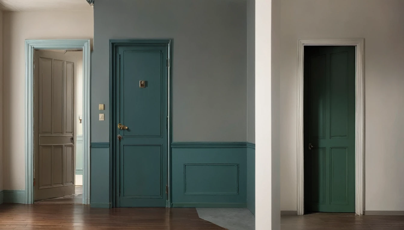 A room door that has a small vent at the bottom, a room with a tense atmosphere