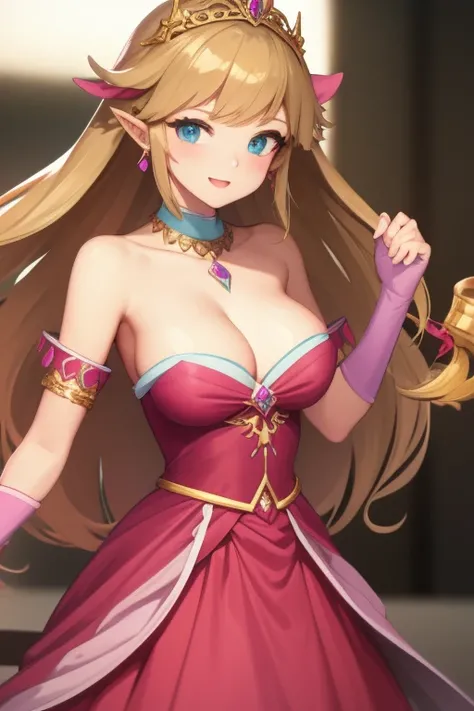 So Sexy and hot Princess Zelda in long pink dress