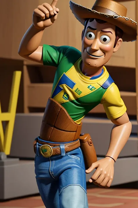 Woody from Toys Story wearing the Brazil t-shirt