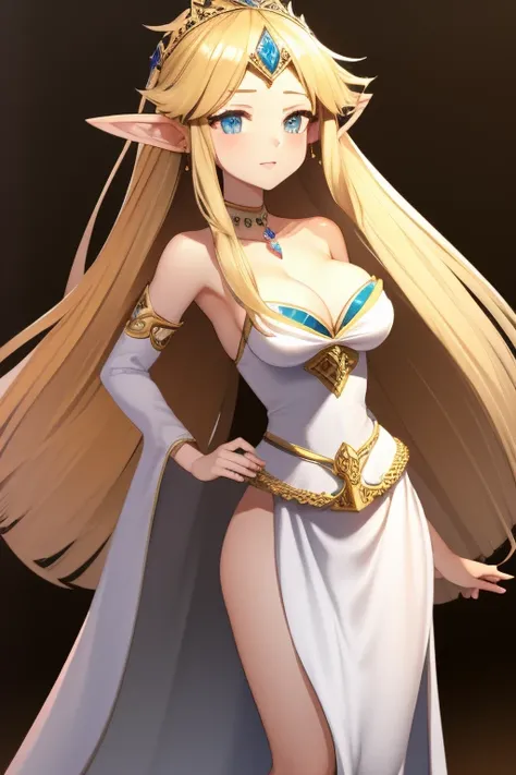 So Sexy and hot Princess Zelda in long white dress