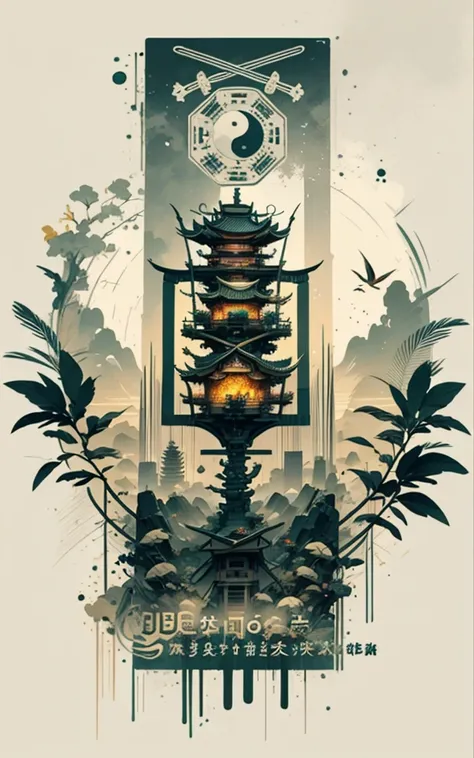 hoang lap，A high resolution，ultra - detailed， sunder ，Design a beautiful temple scene，intricately detailed buildings，Lush gardens，and a sense of peace and spirituality。 sunder ，Create an image of a destructive demon，With terrible characteristics，The power ...