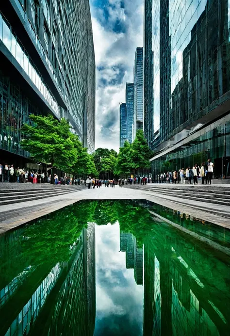 Kentsel Orman Reflectionları"
Concept: Reflected on the glass surface of a skyscraper in the city, a dense forest landscape. The contrast of the modern and cold appearance of the skyscraper with the warm and green view of nature, reminds viewers of the bea...