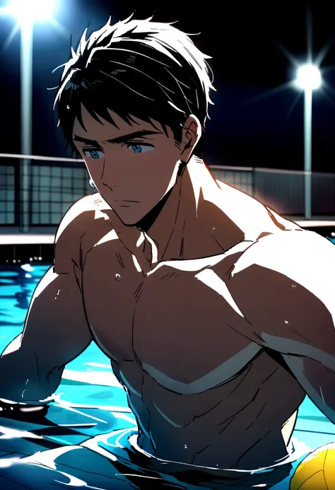 full-body sousuke_yamazaki playing waterpolo