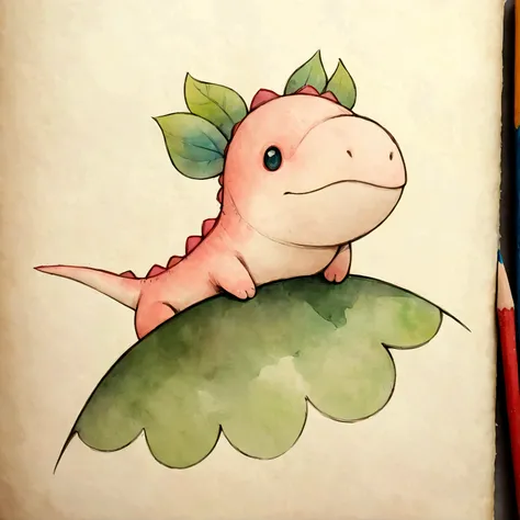 an illustration,pink dinosaur,cute illustration,surreal,artwork,expressively,this is an illustration that looks like a picture b...