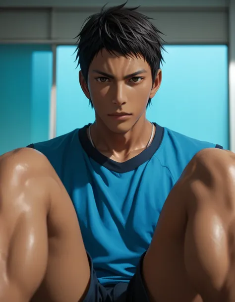 score_9, score_8_up, score_7_up, Handsome Aomine Daiki ,1boy legs ,pov , dark skin