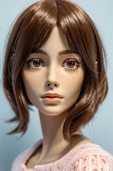 ((best quality)), ((masterpiece)), (detailed), perfect face short, thin, wavy black hair with freckles blythe doll 