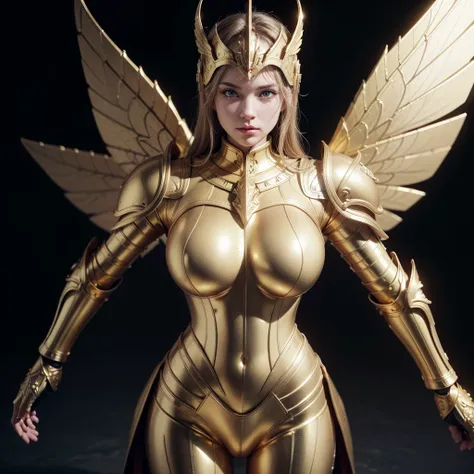 a highly detailed golden armor covering the entire body, divine armor, refined armor, best quality, 8k, highres, masterpiece, ultra-detailed, photorealistic, physically-based rendering, extreme detail description, professional, vivid colors, studio lightin...