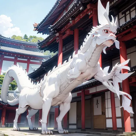 A large white dragon behind Izumo Taisha Shrine