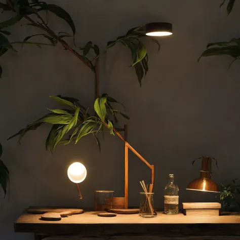 an all-in-one lamp, exquisite appearance, clean background, minimalism, industrial design, masterpiece, fresh and natural