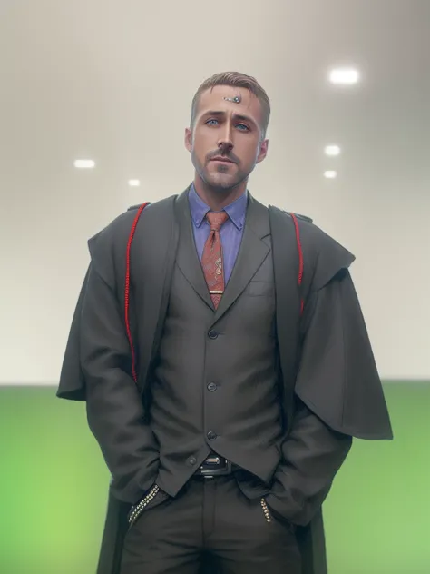 40yo Ryan Gosling from Blade Runner 2049, digital glitch, (poster:1.6), poster on wall, movie poster, portrait, ((Tilt-shift))
wearing old brown sheepskin coat whit dirty wool colar,
(japanese rock garden and pond:1.2), koi carp, (((bonsai))), ((high-tech ...