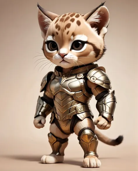 High-detail images　Puma Baby Warrior　Wearing armor　cute　Full Body Shot　Looking this way