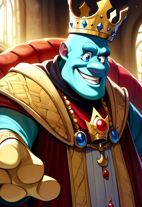 The character is a king, вдохновленный Disney Pixar, He wears a crown, smiling, , 