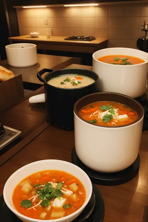 Delicious soup and heater in the background