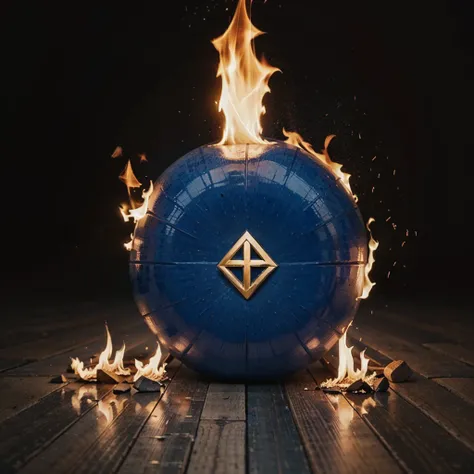 Blue fire flame with a cross in the middle brand logo