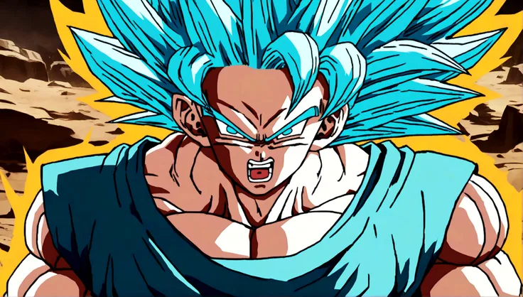 angry goku in super saiyan blue