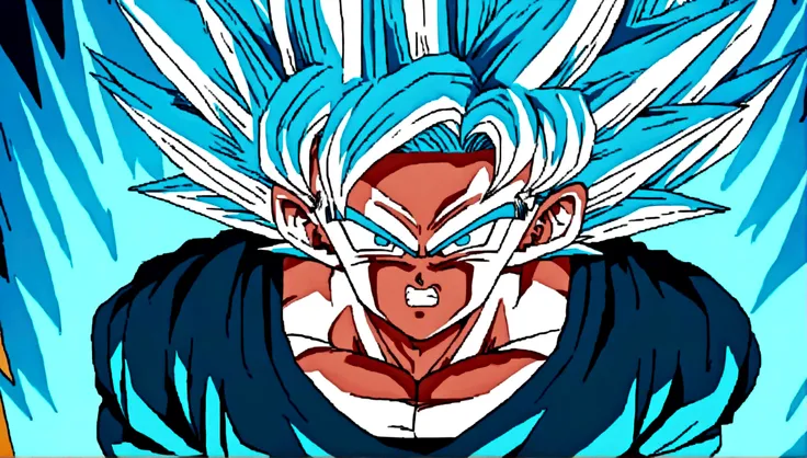 angry goku in super saiyan blue