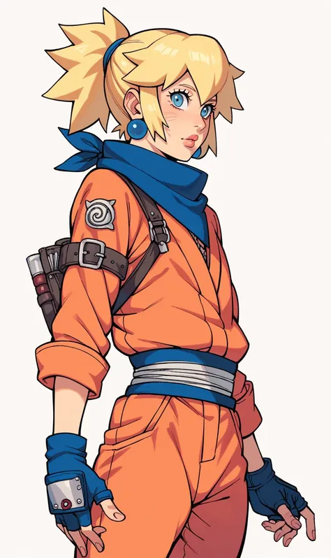 imagine princess peach dressed in a ninja suit and bandana if she were a ninja from the naruto series