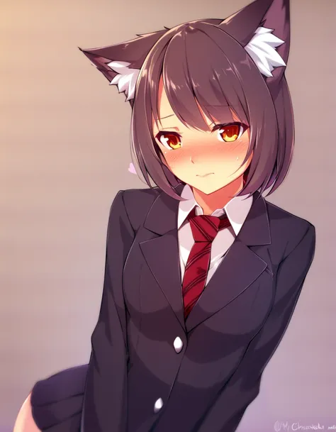 one girl, naive, school blazer, my classmate, beauty, necktie, beauty, wolf ears, love me, girl is charmed by me, look at me