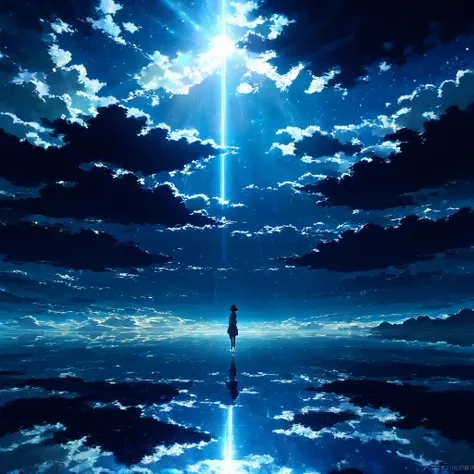 darkness, 暗darkness, Light, Ray, sky, Light line, God Secret的, god holy, hope, relief, road, future, cloud, Night Sky, Star, moon, silhouette, contrast, dramatic, Fantasy, Beauty, Sucked in, god々Shii, awe, God Secret,beautiful Anime Scenery, Landscape pain...